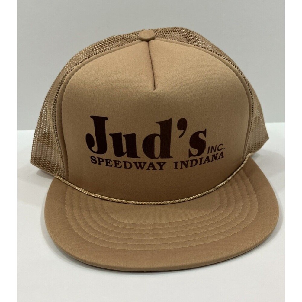 Vintage 80s 90s Jud's Inc Speedway Indiana‎ Trucker Hat Gold One Size Fits All